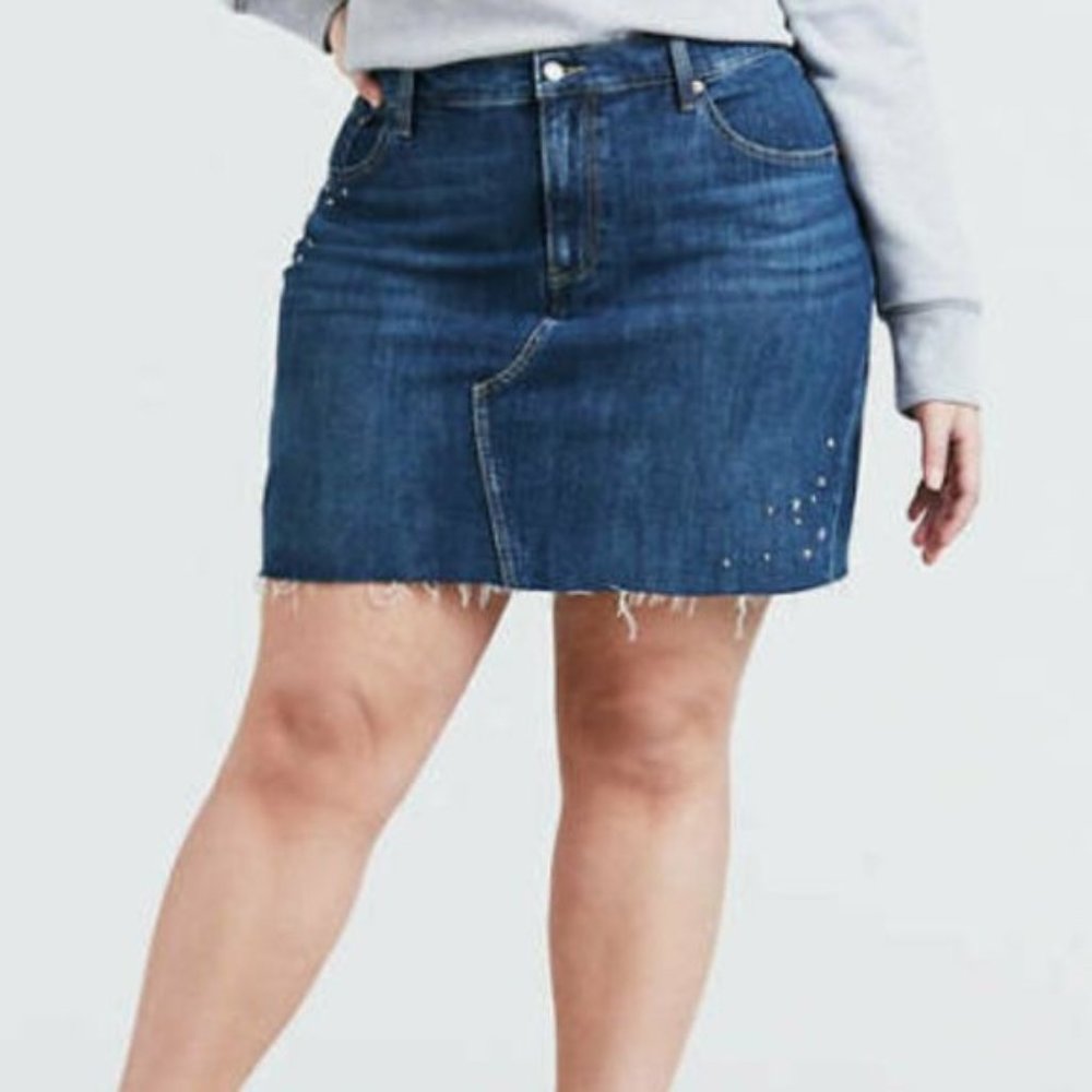 Levi's Deconstructed Jean Skirt with Studs,16W / 20W